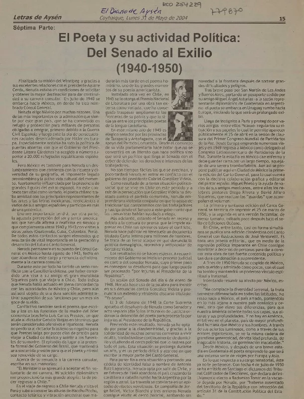 El poeta y su actividad política: del Senado al Exilio (1940-1950).  [artículo]