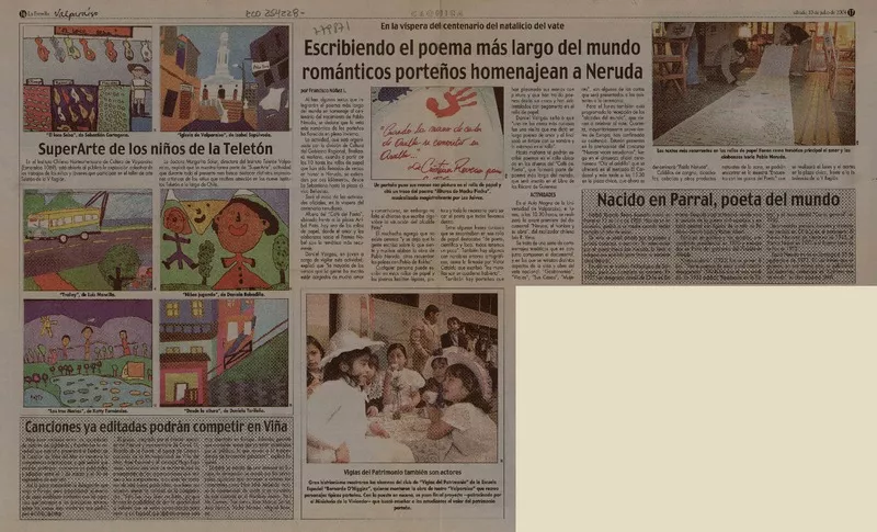 Escribiendo el poem a más largo del mundo románticos porteños homenajean a Neruda.  [artículo]