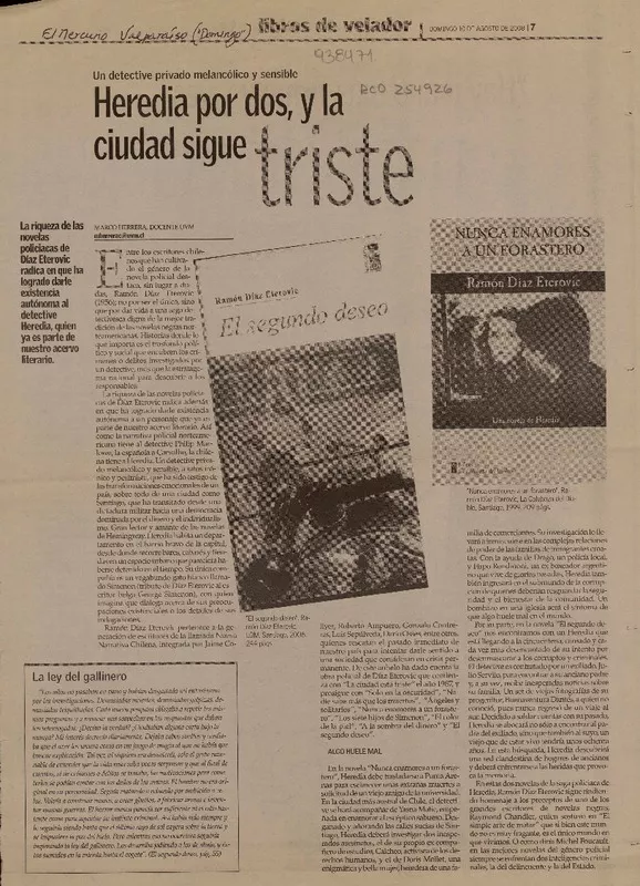 Heredia por dos, y la ciudad sigue triste  [artículo] Marco Herrera.
