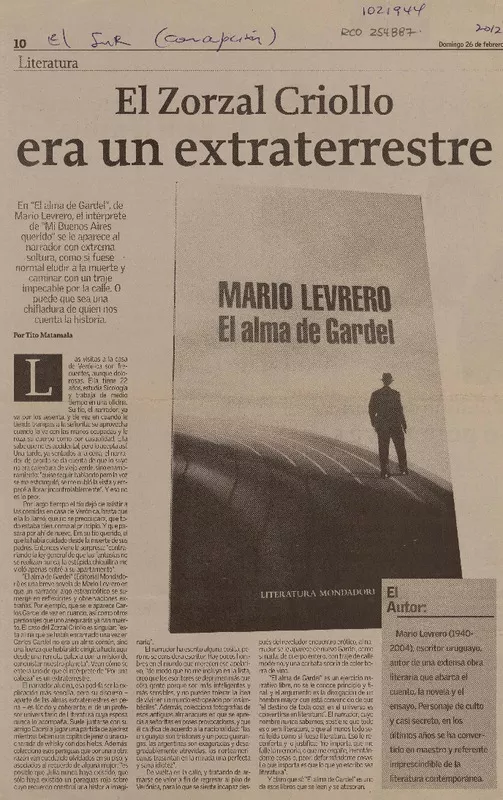 El zorzal criollo era un extraterrestre  [artículo] Tito Matamala.