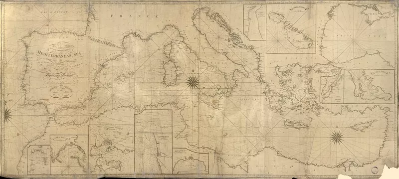 A new and improved chart of the Mediterranean Sea including the coast of Spain and Portugal [material cartográfico] : the lastest authorities by Robert Blachford.