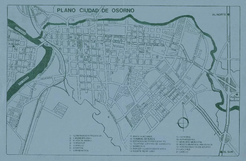 Osorno plano ciudad Región de Los Lagos [material cartográfico] : Sernatur Servicio Nacional de Turismo Chile.