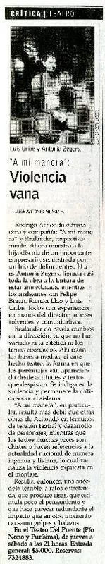 Violencia vana  [artículo] Juan Antonio Muñoz H.