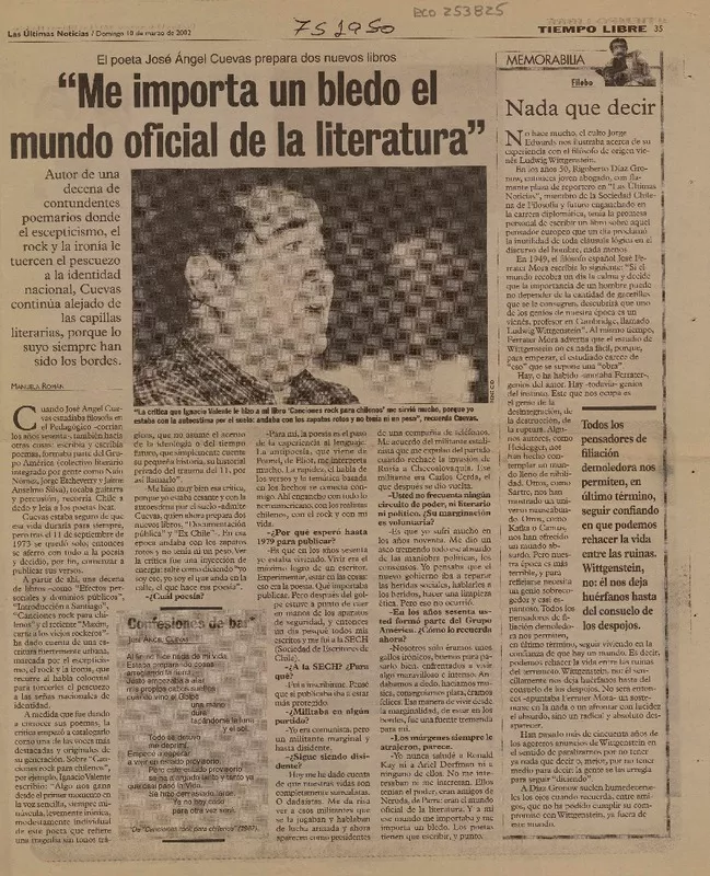 Me importa un bledo el mundo oficial de la literatura": [entrevistas] [artículo] Manuela Román.
