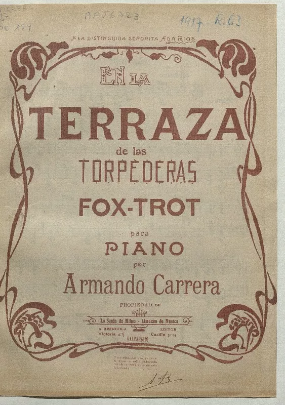 En la terraza de Las Torpederas fox-trot para piano [música] : por Armando Carrera.
