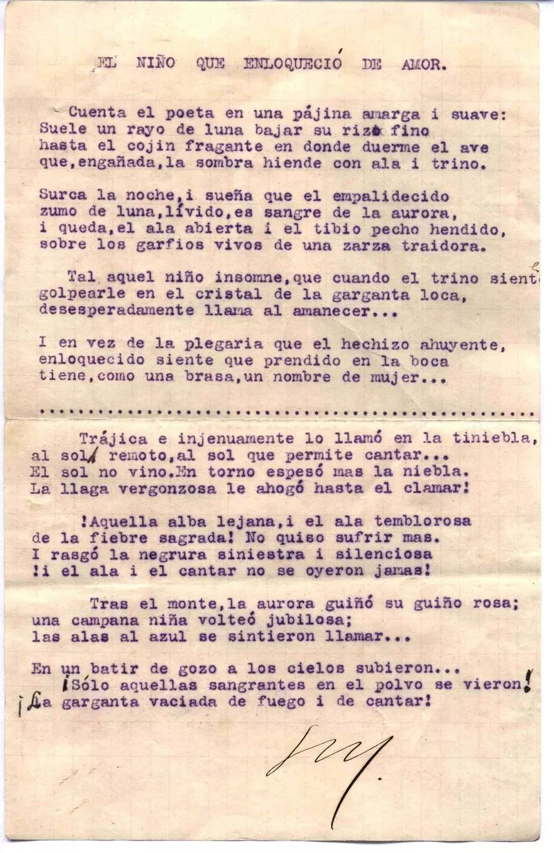 [Carta], 1915 Los Andes, Chile <a> Eduardo Barrios  [manuscrito] Gabriela Mistral.