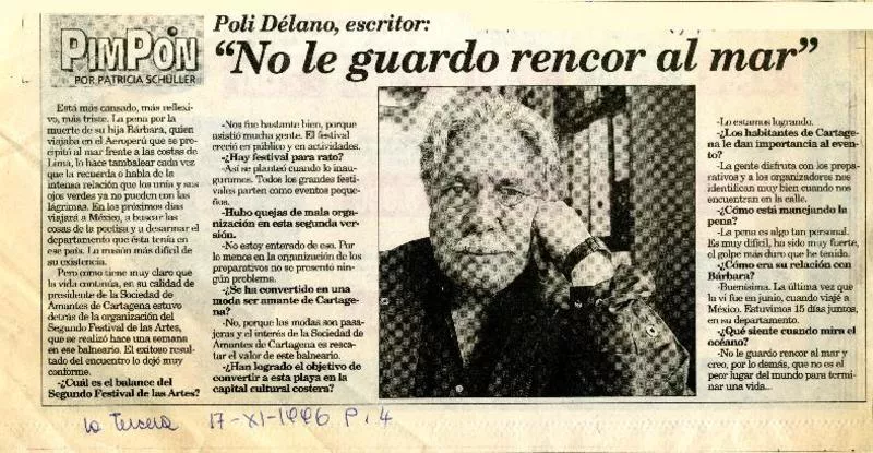 "No le guardo rencor al mar"  [artículo] Patricia Schüller.