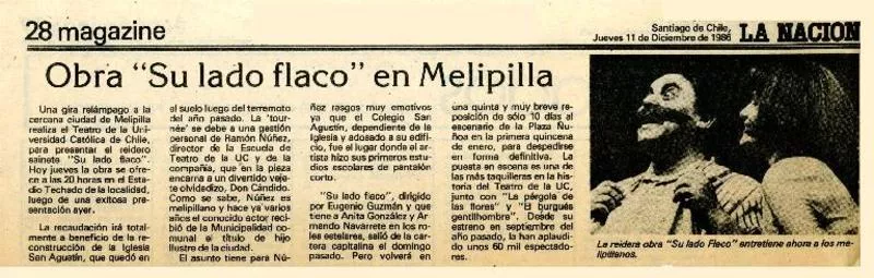 Obra "Su lado flaco" en Melipilla  [artículo].