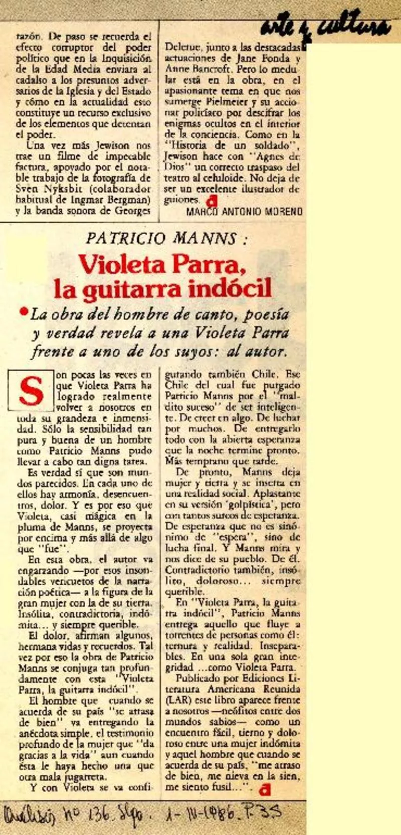 Violeta Parra, la guitarra indócil.  [artículo]