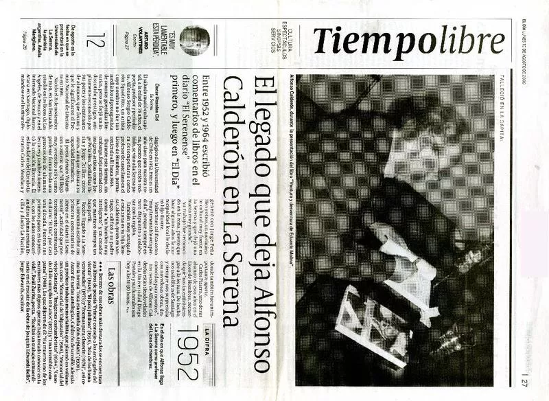 El legado que deja Alfonso Calderón en La Serena  [artículo] Óscar Rosales Cid.