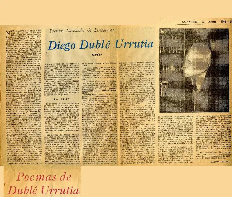 Diego Dublé Urrutia  [artículo] Gastón Colina.