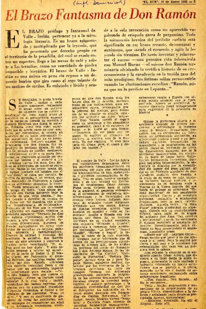 El brazo fantasma de Don Ramón  [artículo] A. R.