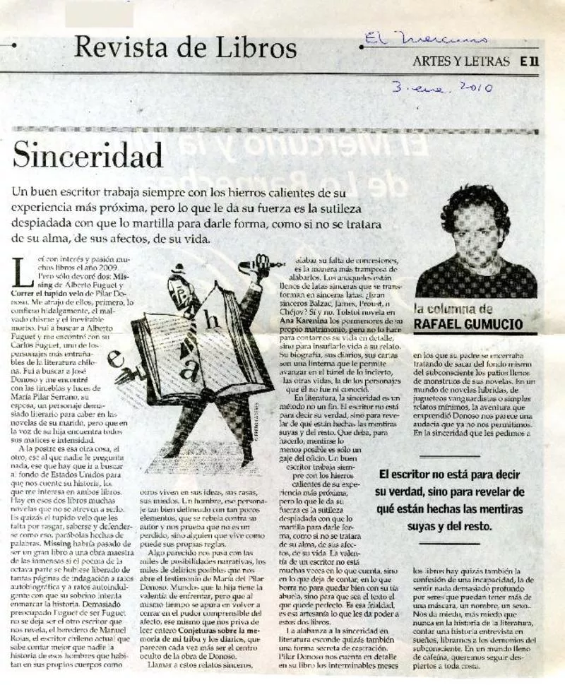 Sinceridad  [artículo] Rafael Gumucio.
