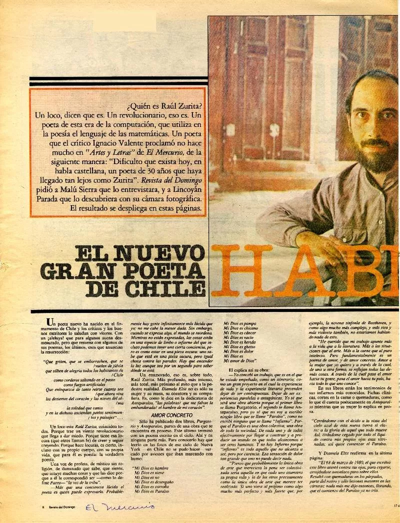 El nuevo gran poeta de Chile habla [entrevista] [artículo] :