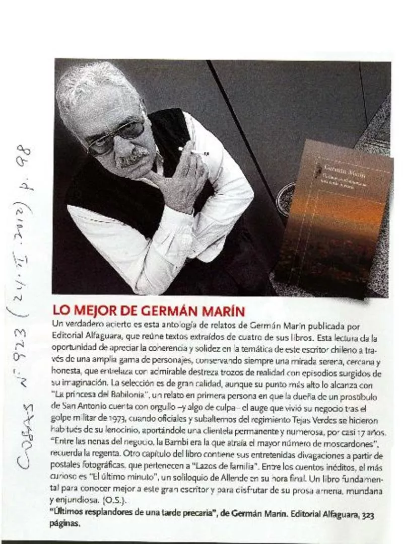 Lo mejor de Germán Marín  [artículo] O. S.