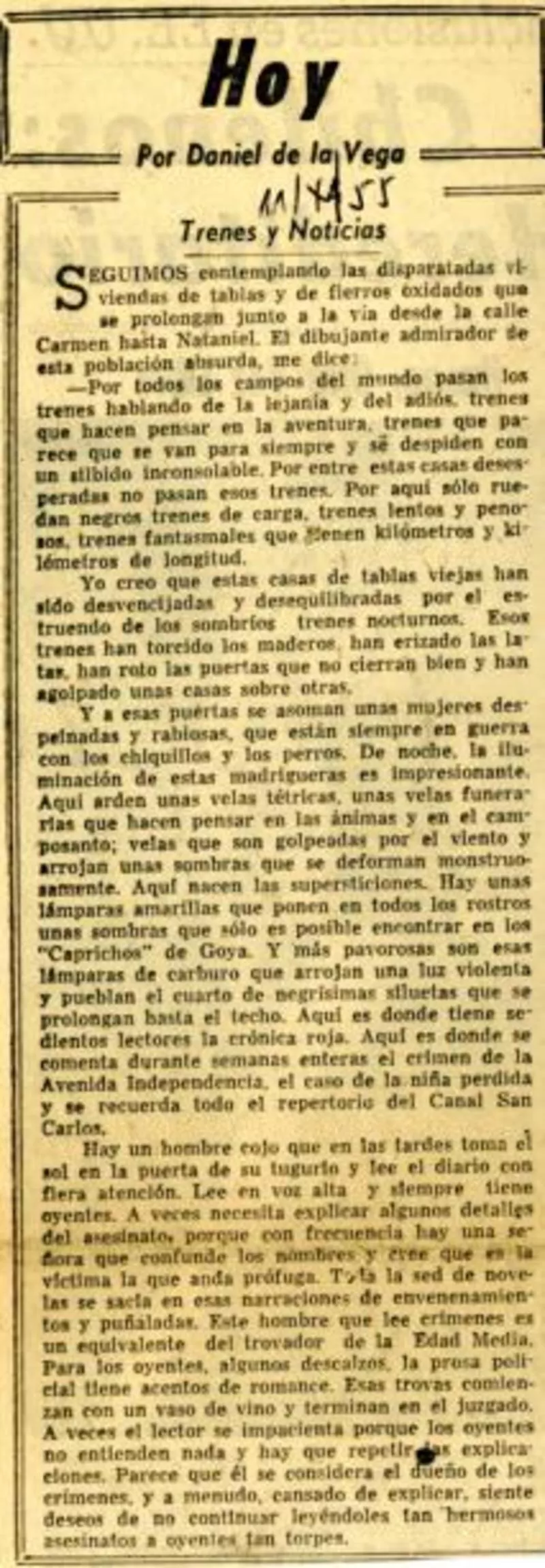 Trenes y noticias  [artículo] Daniel de la Vega