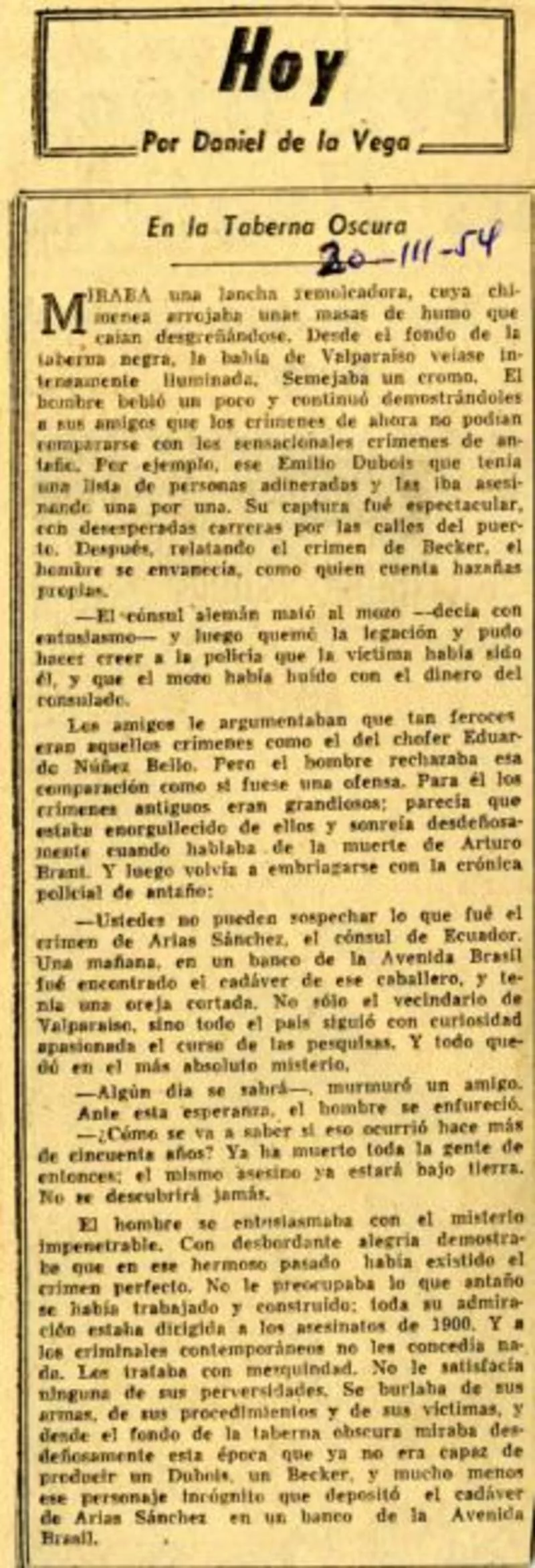 En la taberna oscura  [artículo] Daniel de la Vega