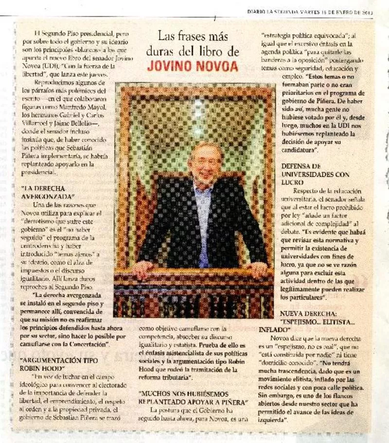 Las frases más duras del libro de Jovino Novoa  [artículo]