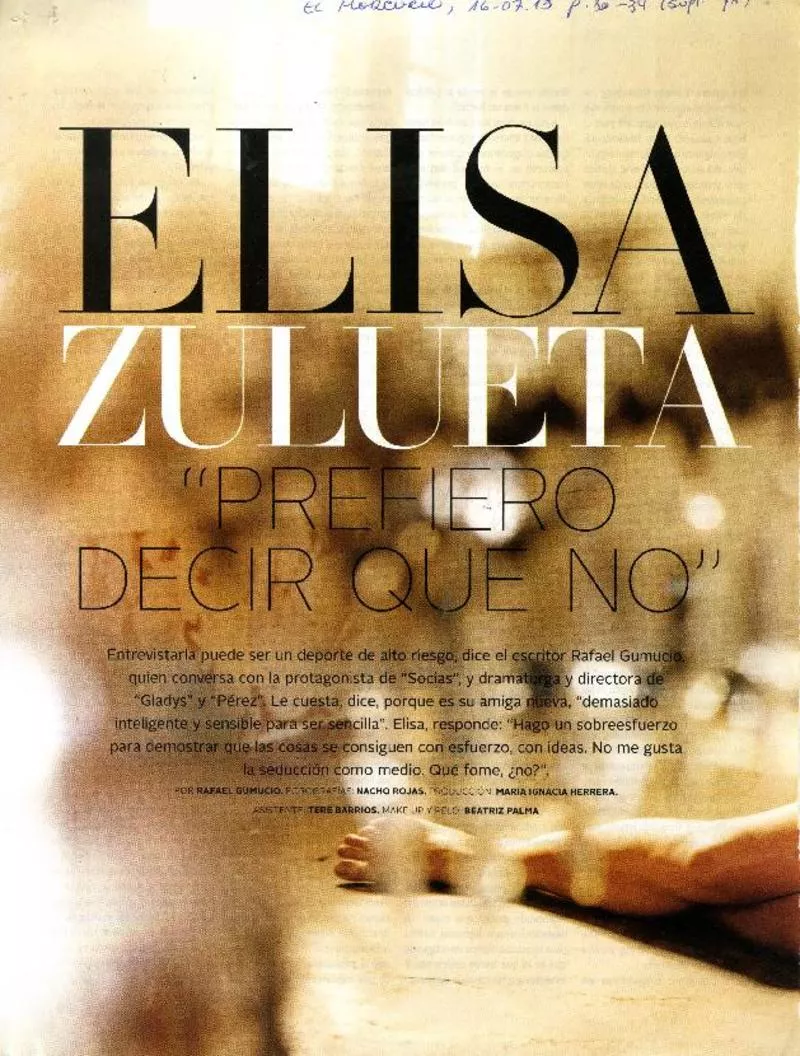 Elisa Zulueta "Prefiero decir que no" [entrevista] [artículo] : Rafael Gumucio.