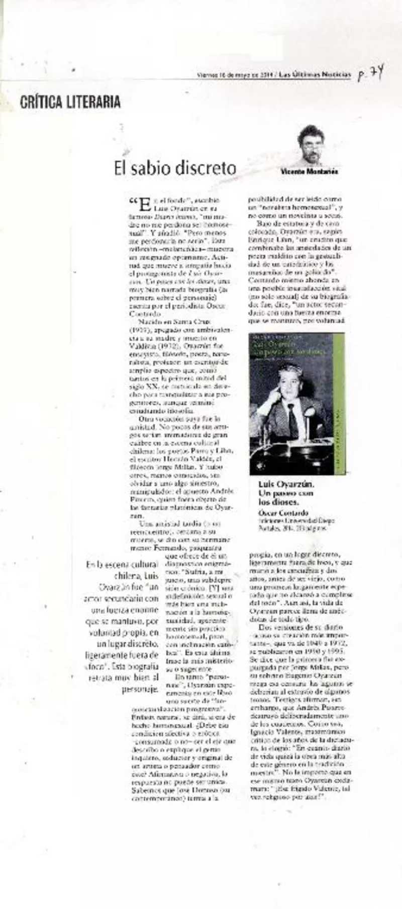 El sabio discreto  [artículo] Vicente Montañes