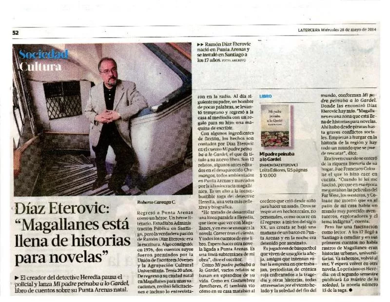 Díaz Eterovic: "Magallanes está llena de historias para novelas"  [artículo]