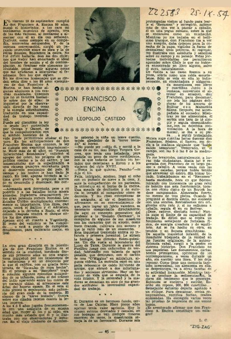 Don Francisco A. Encina  [artículo] Leopoldo Castedo.