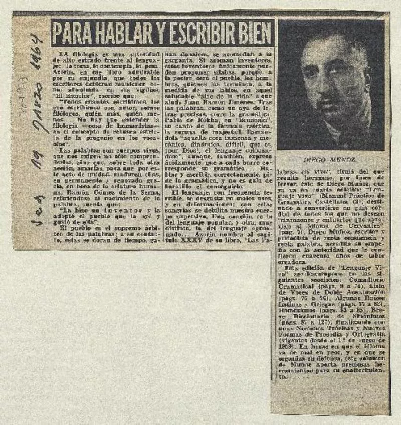 Para hablar y escribir bien  [artículo]