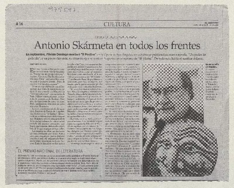 Antonio Skármeta en todos los frentes  [artículo] Contanza Rojas V.
