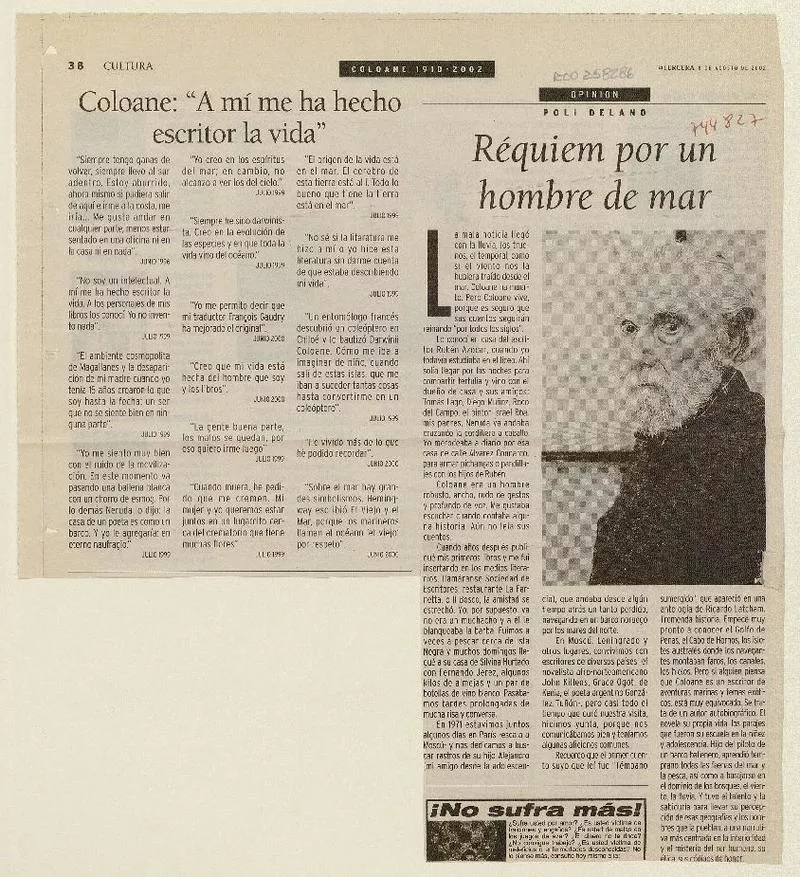 Réquiem por un hombre de mar  [artículo] Poli Délano.