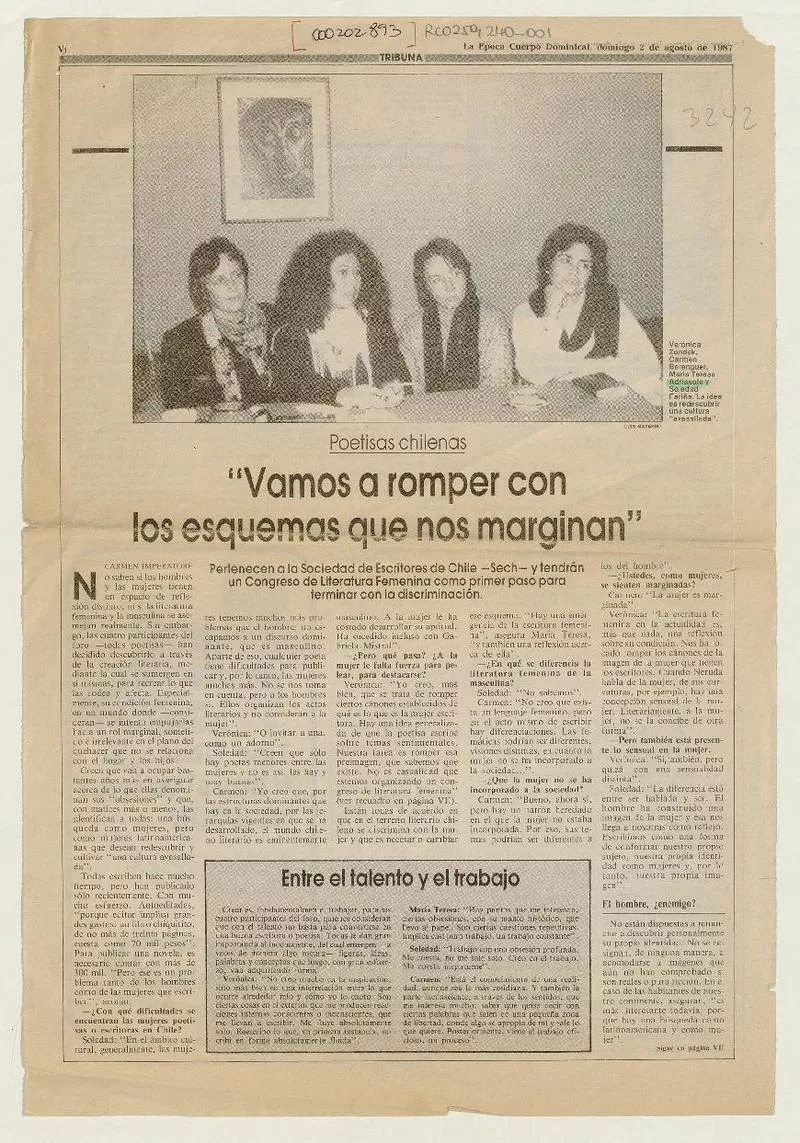 "Vamos a romper con los esquemas que nos marginan"  [artículo] Carmen Imperatore.