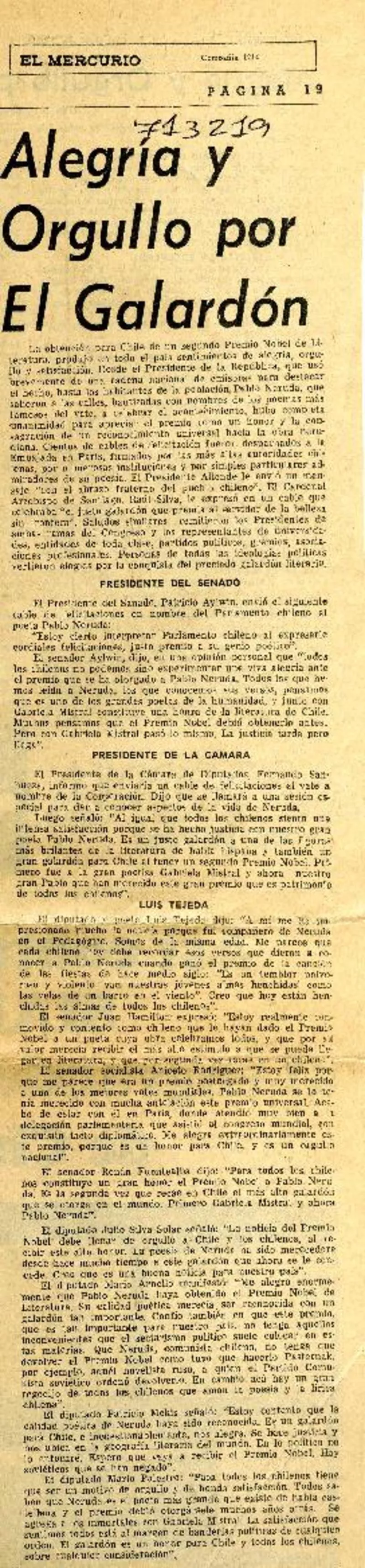 Alegría y orgullo por el galardón  [artículo]