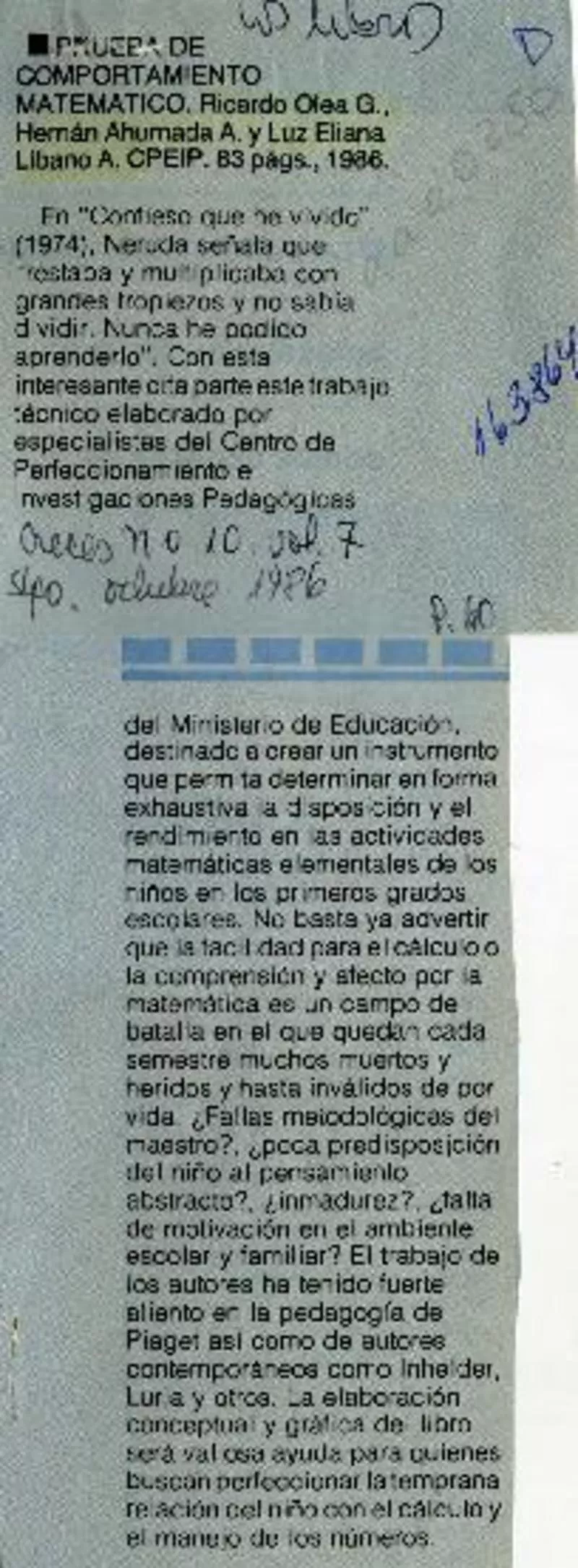 Prueba de comportamiento matemático.  [artículo]