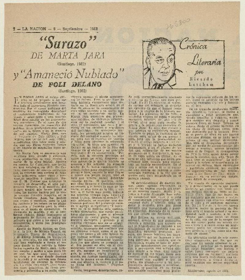 Surazo" de "Marta Jara"  [artículo] Ricardo Latcham.