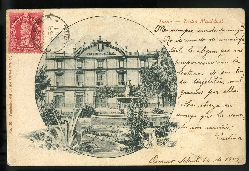Tacna-Teatro Municipal  [fotografía] Carlos Brandt, Editor