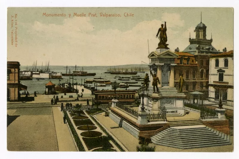 Monumento y Muelle Prat, Valparaiso, Chile  [fotografía] J. Allan.