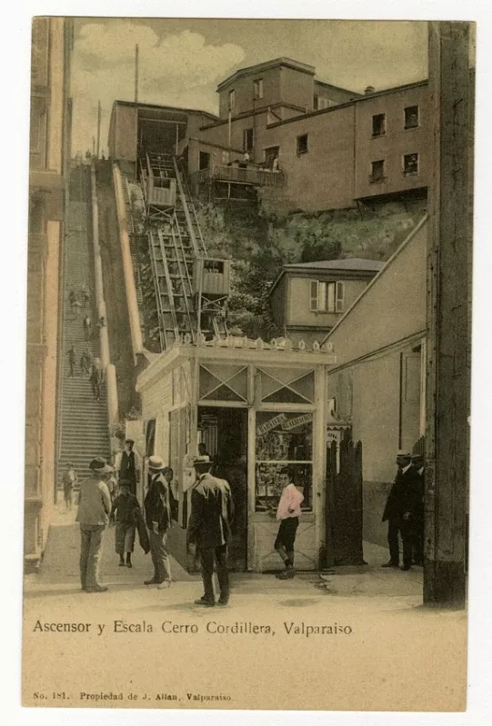 Ascensor y Escala Cerro Cordillera, Valparaiso  [fotografía] J. Allan.