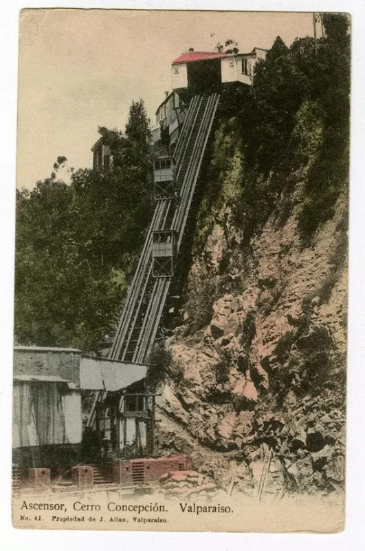 Ascensor, Cerro Concepción. Valparaíso  [fotografía] J. Allan.