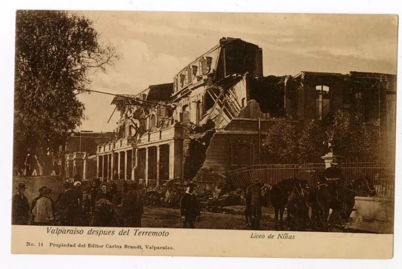 Valparaíso despues del Terremoto : Liceo de Niñas   Carlos Brandt.