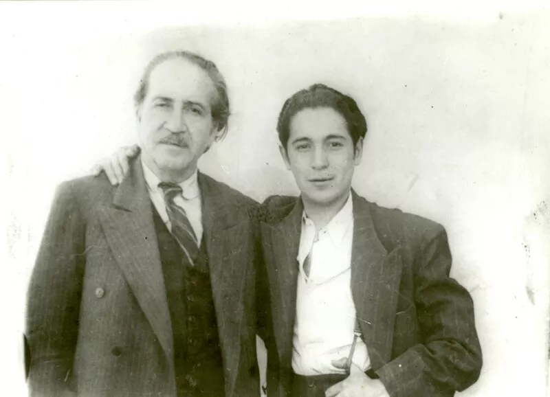 [Antonio Acevedo con Nicomedez Guzmán]  [Fotografía].