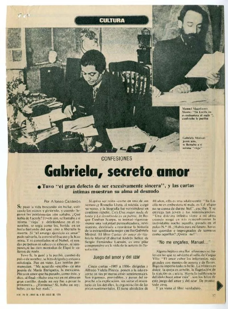[Artículos de prensa sobre Gabriela Mistral]  [artículo].