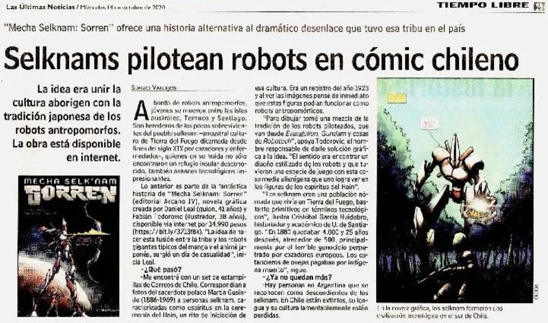 Selknams pilotean robots en cómic chileno  [artículo] Sergio Vallejos.