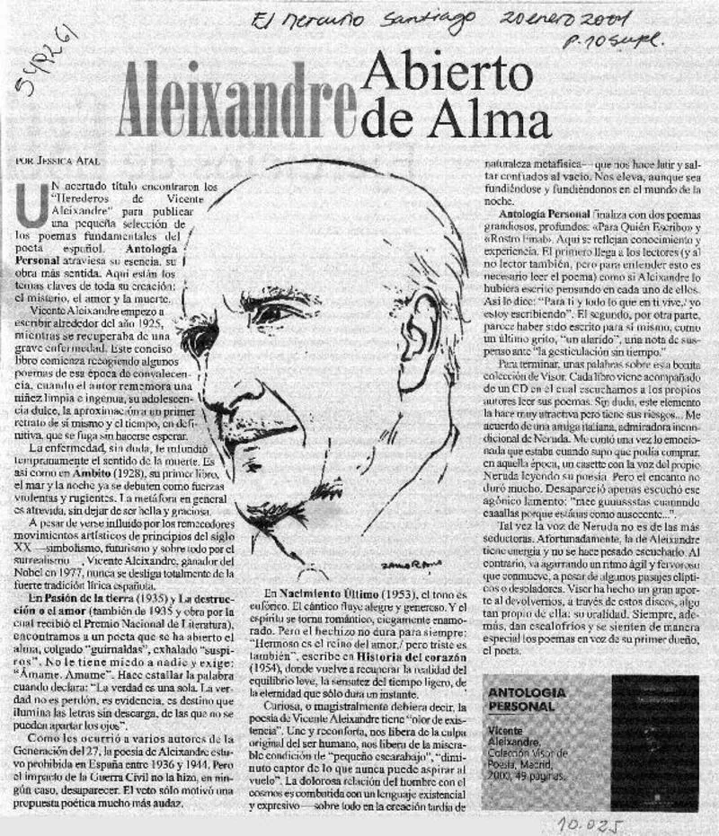 Aleixandre abierto de alma  [artículo] Jéssica Atal