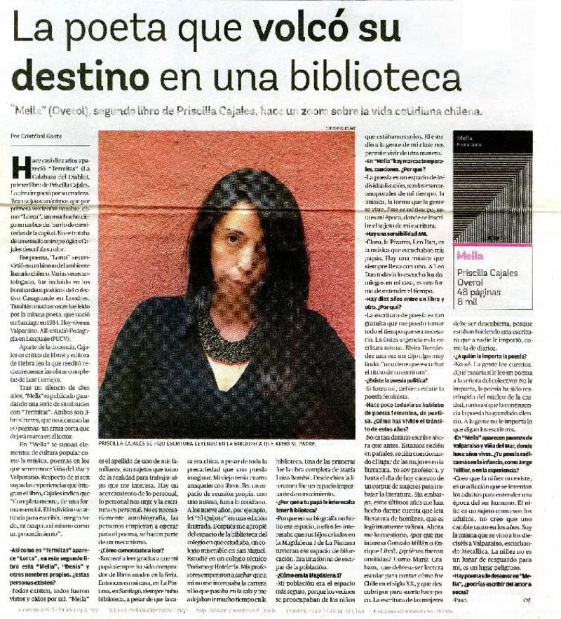 La poeta que volcó su destino en una biblioteca [entrevista] [artículo] : Cristóbal Gaete.