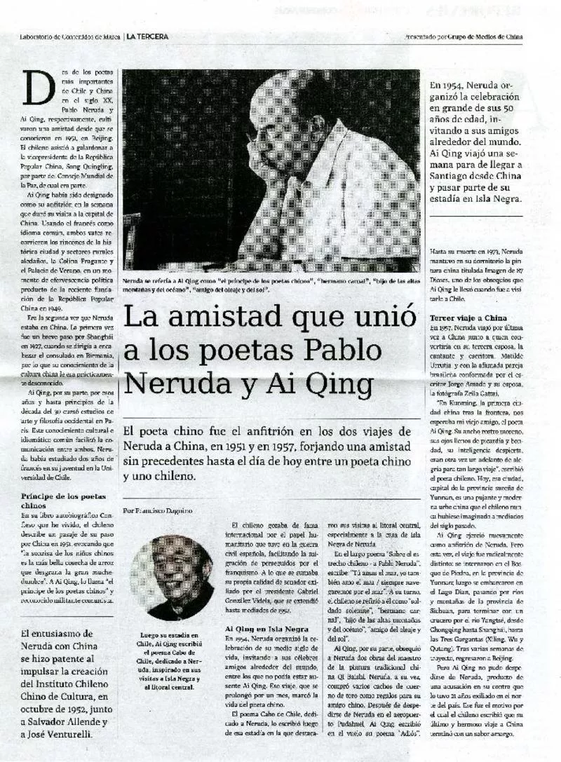 La amistad que unió a los poetas Pablo Neruda y Ai Qing  [artículo] Francisco Dagnino.