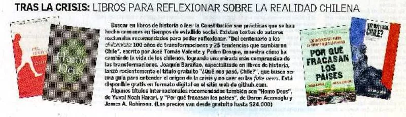 Tras la crisis : Libros para reflexionar sobre la realidad chilena.  [artículo]