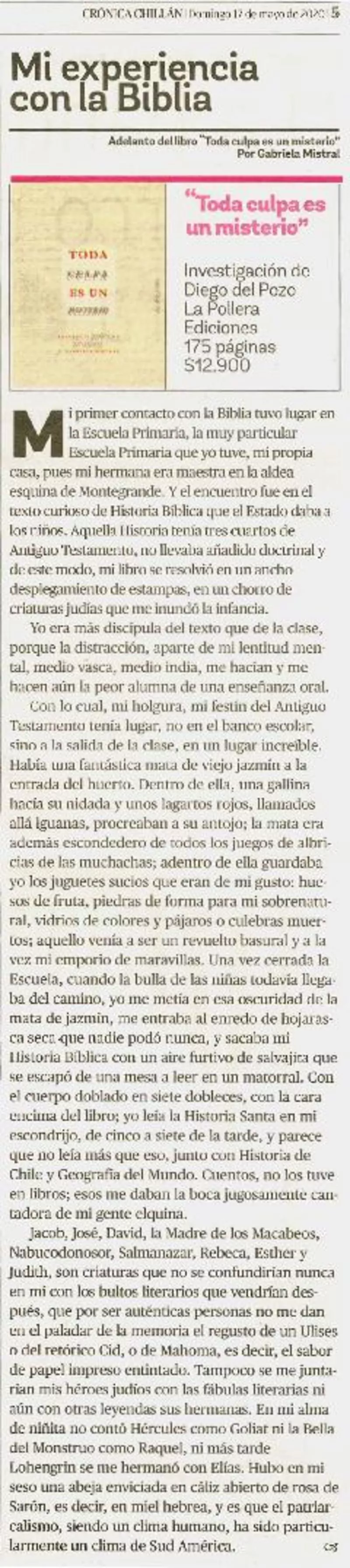 Mi experiencia con la Biblia.  [artículo]