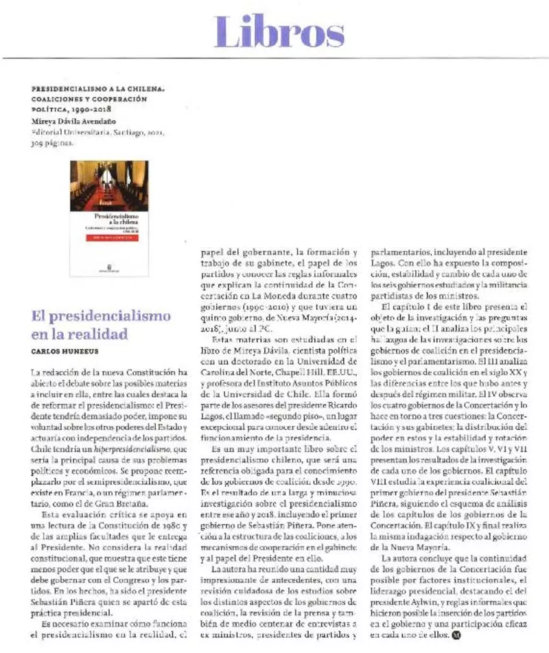 El presidencialismo en la realidad  [artículo] Carlos Huneeus.