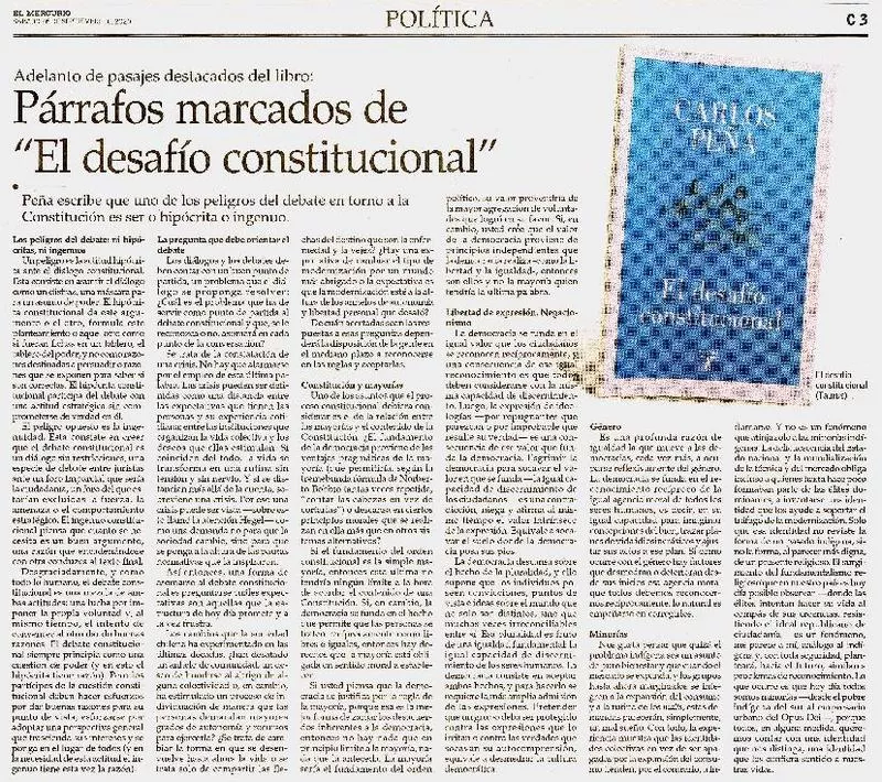 Párrafos marcados de "El desafío constitucional"  [artículo].