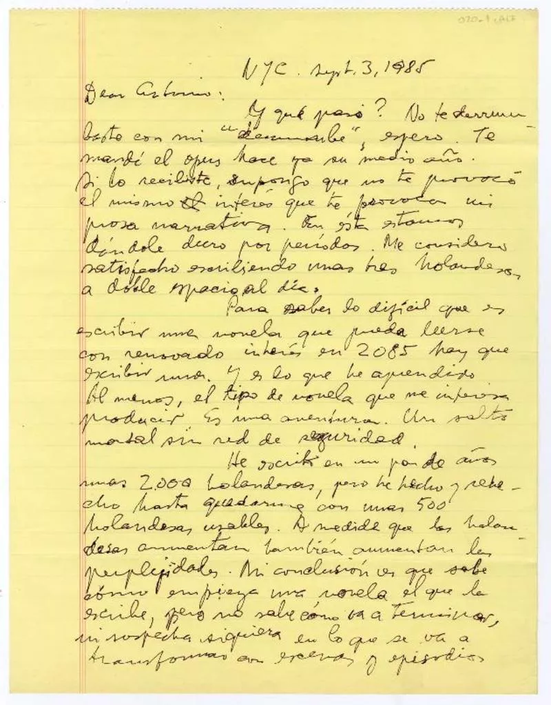 New York [a] Antonio Avaria [manuscrito] Claudio Giaconi.