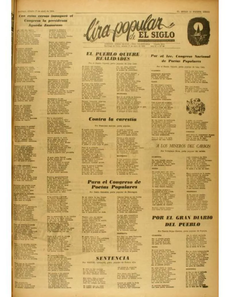 Con estos versos inauguró el Congreso la presidenta Agueda Zamorano  [artículo].